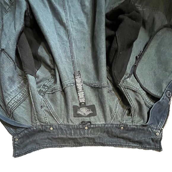 Harley Davidson Denim Jean Jacket 3XL Mens Fabric Sleeves - Picture 14 of 16